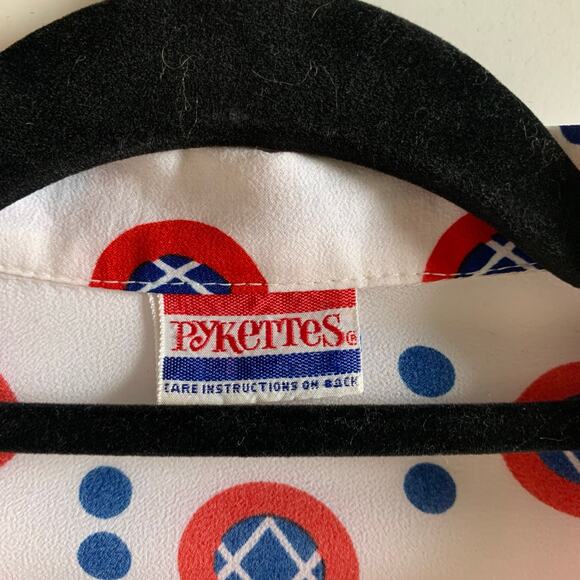 PYKETTES Blouse Top Med/LG Vintage Button Down Novelty 4th of July Retro 70's - Picture 8 of 10